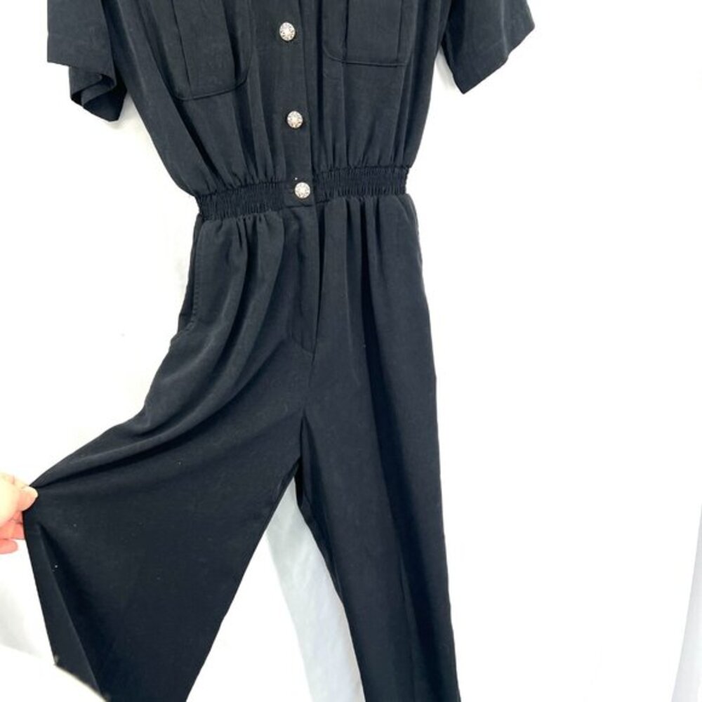 Vintage 90s Saint Germain Paris boiler suit jumpsuit short sleeve black S - Picture 10 of 16